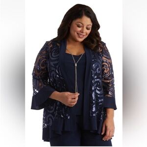 R&M Collection Sequin Swirl Net Lace Open Front Jacket. 14. NWT. $130!